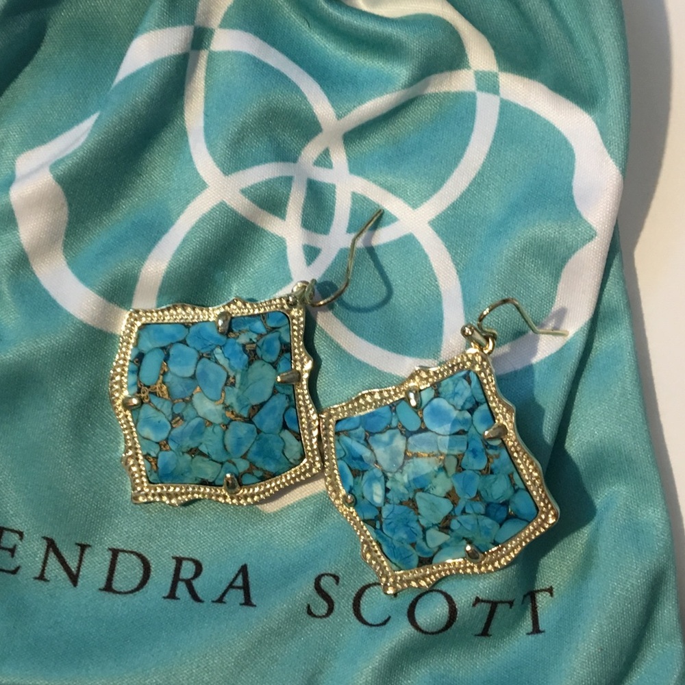 Kendra Scott Variegated Turquoise/Gold Earrings